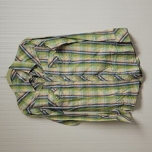 Rock 47 by Wrangler pearl snap green plaid embellished shirt women's small